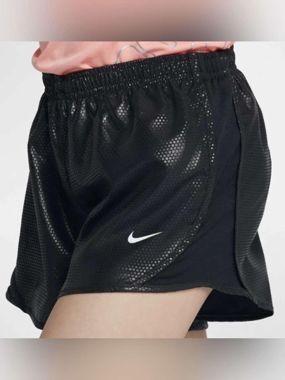NWT Nike Girls Tempo Shine Dri-FIT Breathable Mesh Running Shorts Black XL